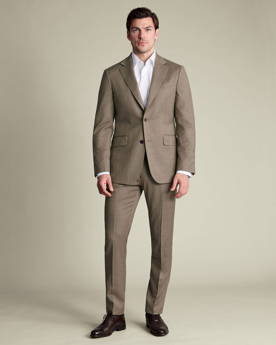 Italian Flannel Suit Jacket - Taupe