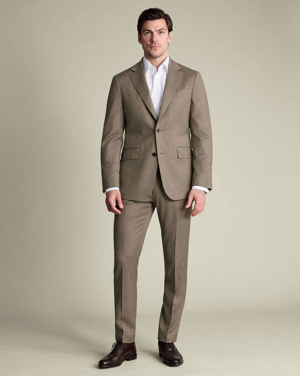 Italian Flannel Suit Jacket - Taupe