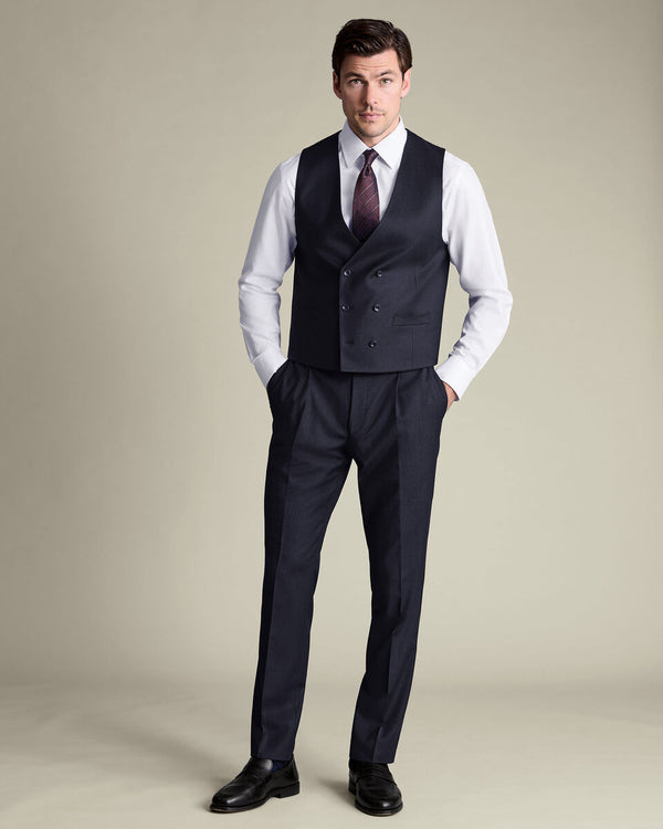 Italian Flannel Vest - Navy