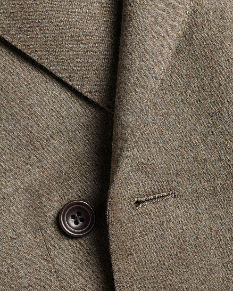 Double Breasted Italian Flannel Suit Jacket - Taupe