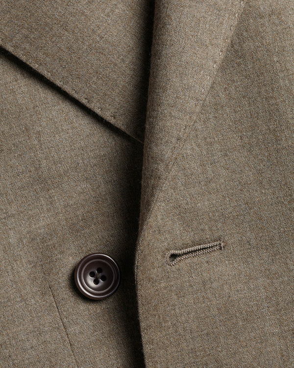 Double Breasted Italian Flannel Suit Jacket - Taupe