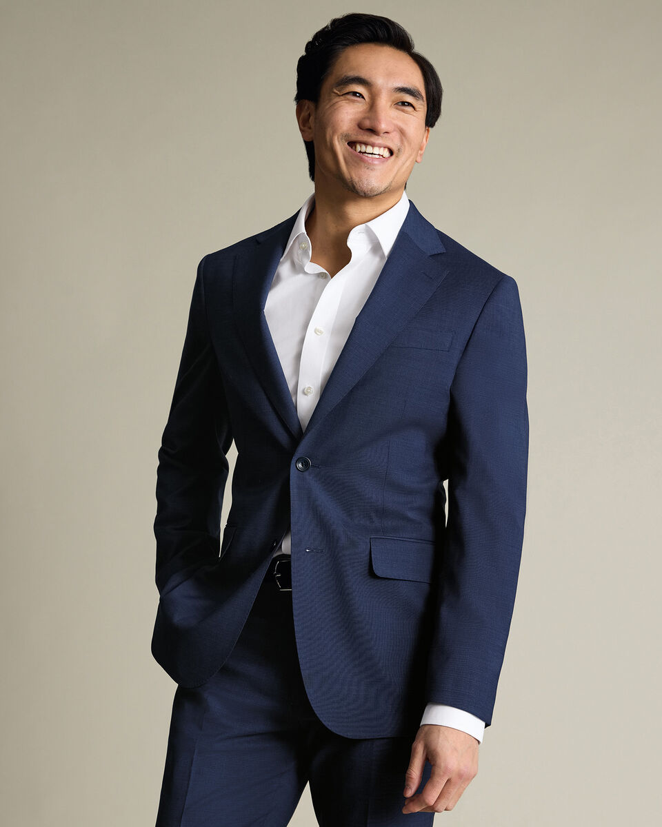Italian Puppytooth Suit Jacket – Ink Blue
