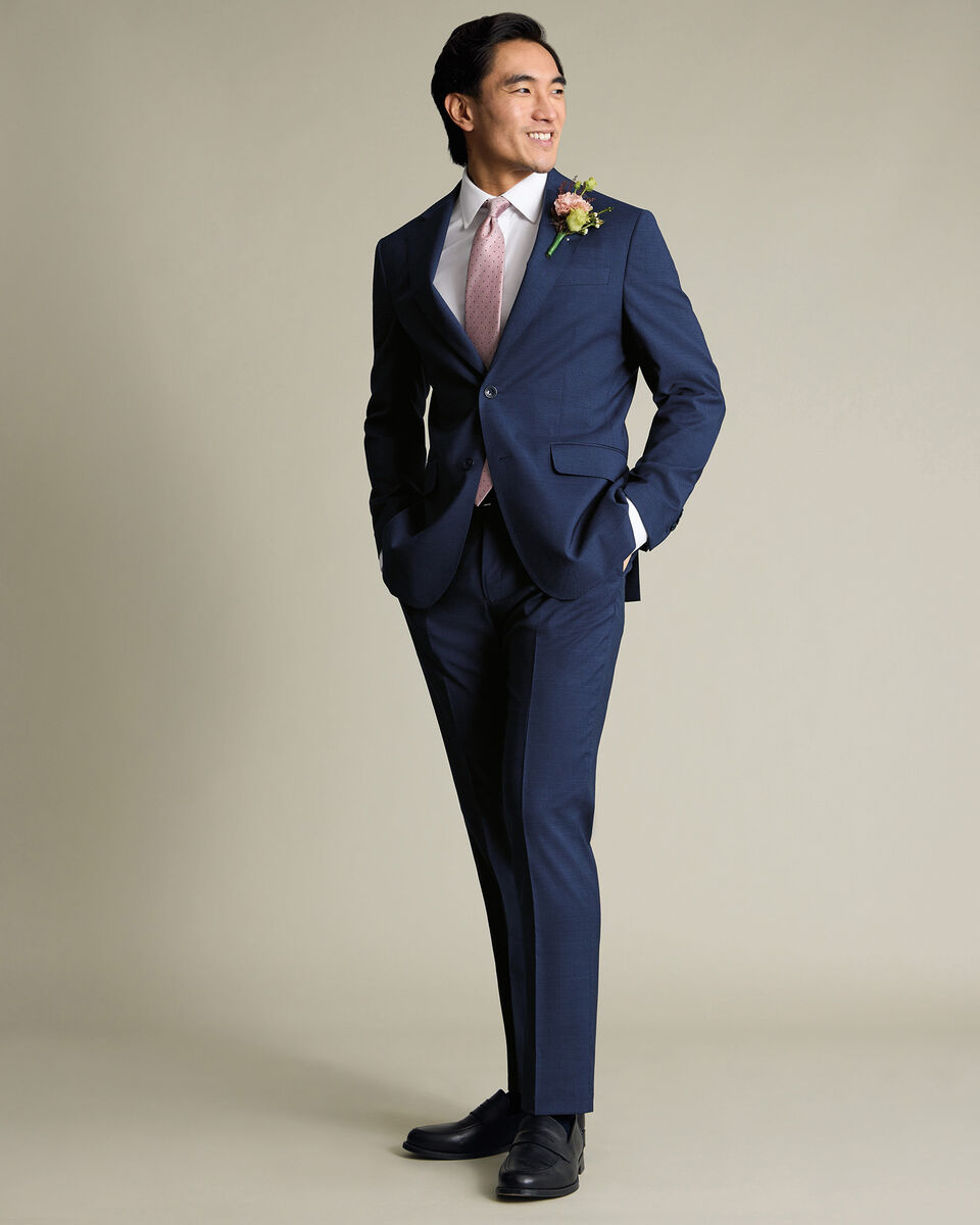 Italian Puppytooth Suit Jacket – Ink Blue