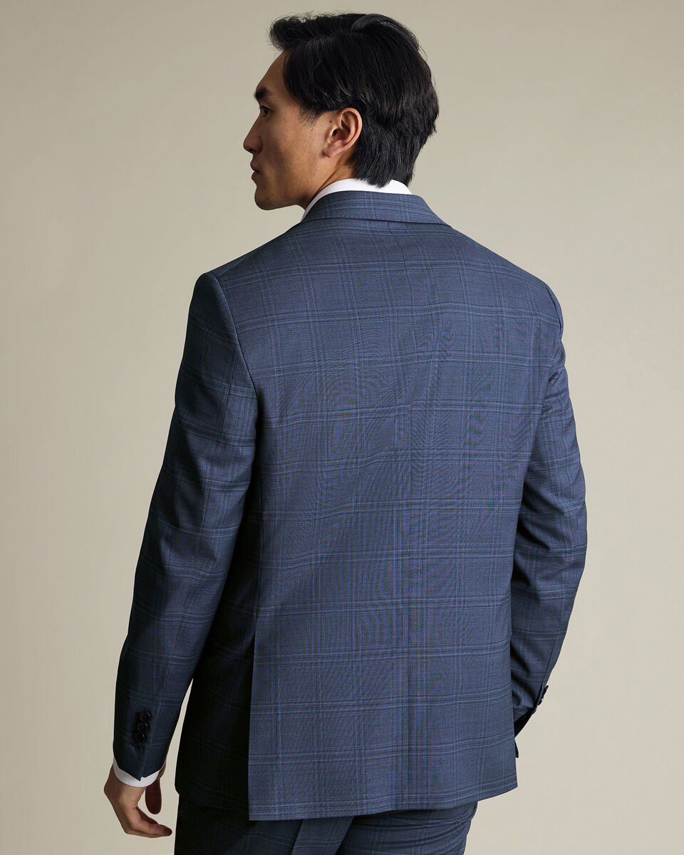 Italian Check Suit Jacket – Steel Blue