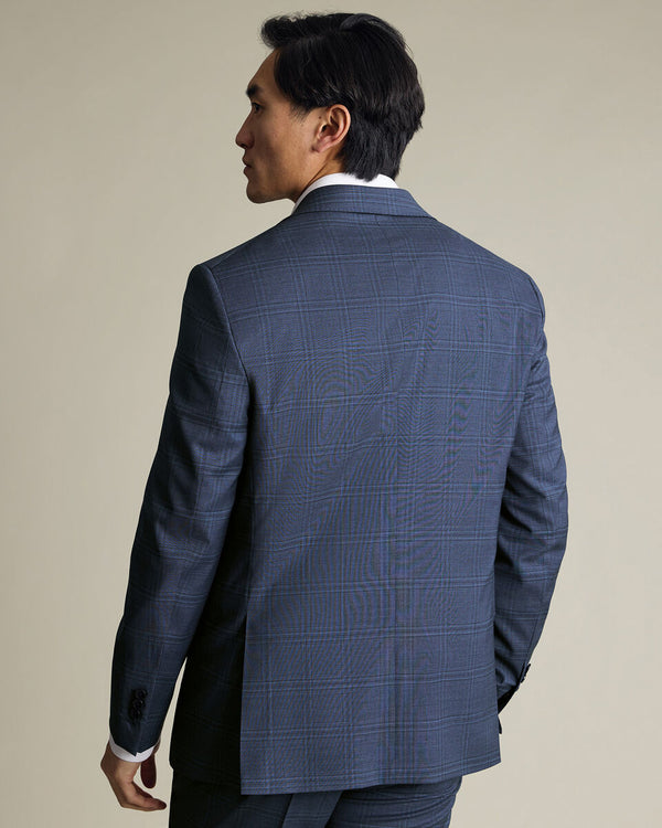 Italian Check Suit Jacket – Steel Blue