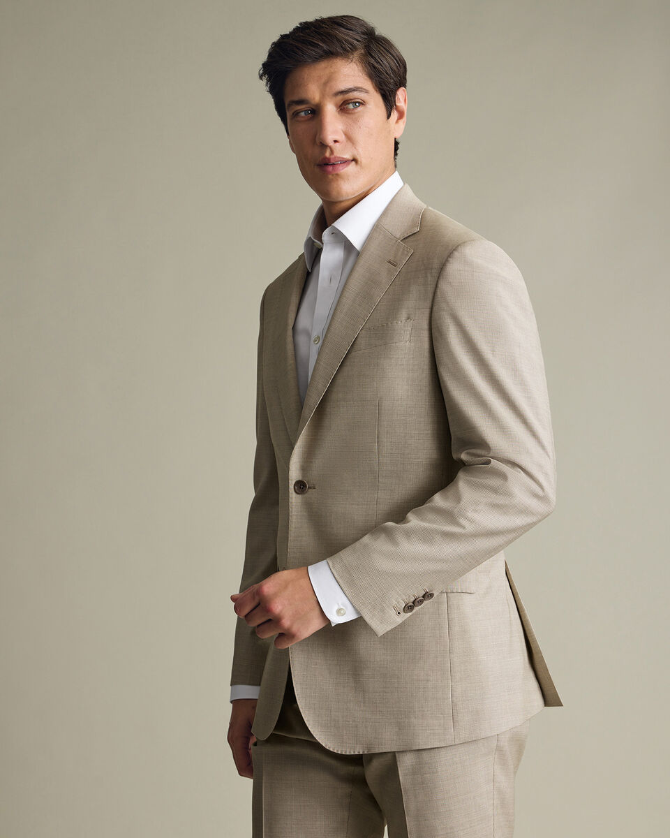 Italian Puppytooth Suit Jacket – Taupe