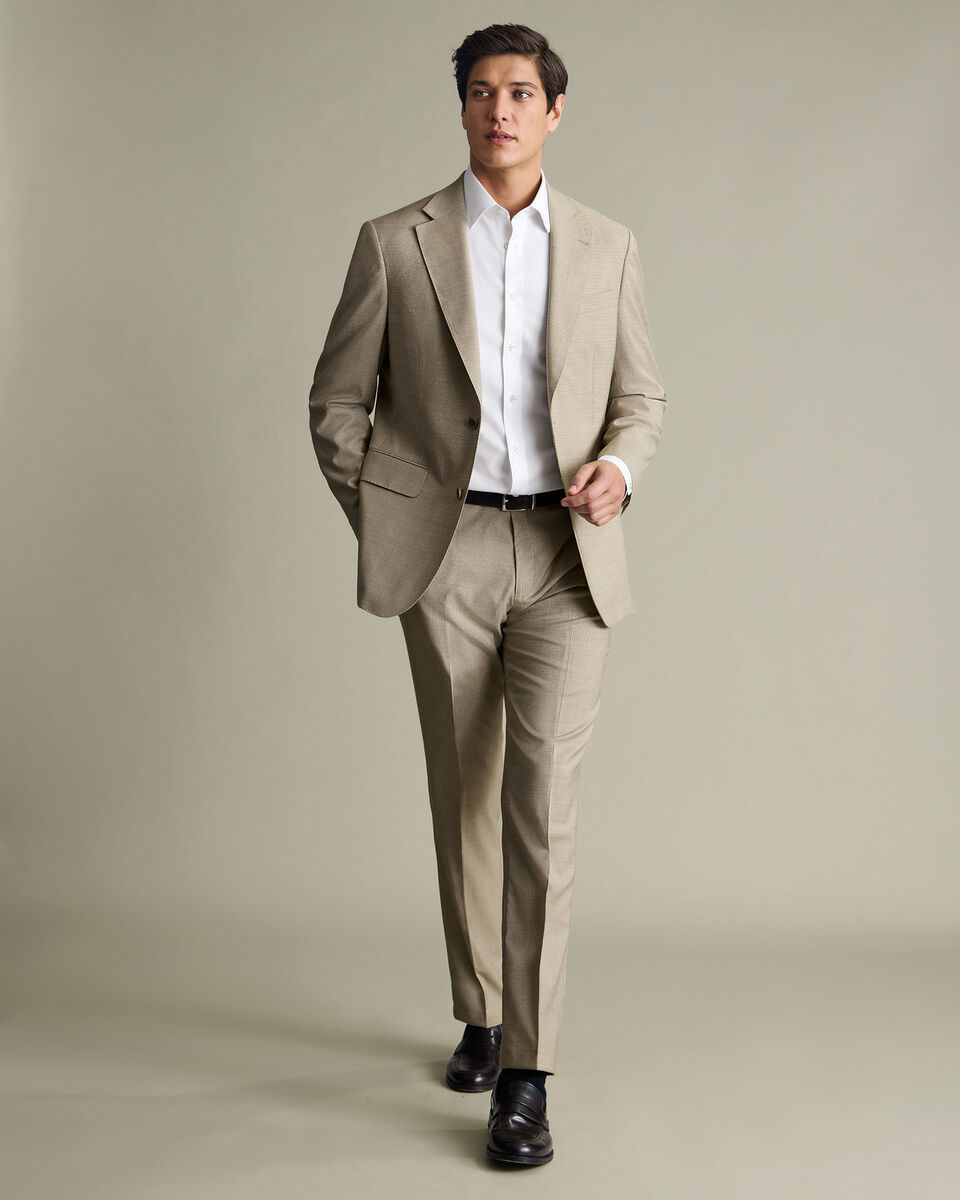 Italian Puppytooth Suit Jacket – Taupe