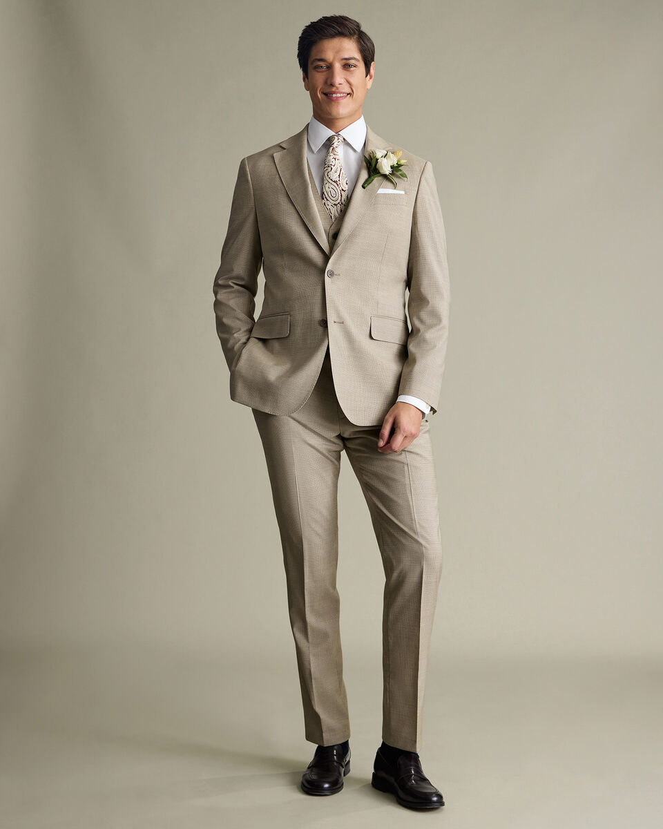 Italian Puppytooth Suit Jacket – Taupe
