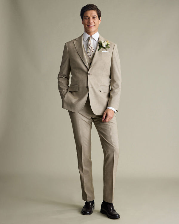 Italian Puppytooth Suit Jacket – Taupe