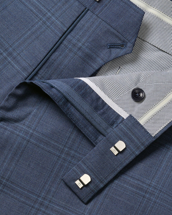 Italian Check Suit Pants – Steel Blue