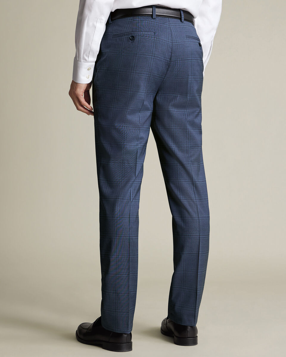 Italian Check Suit Pants – Steel Blue Secondary image