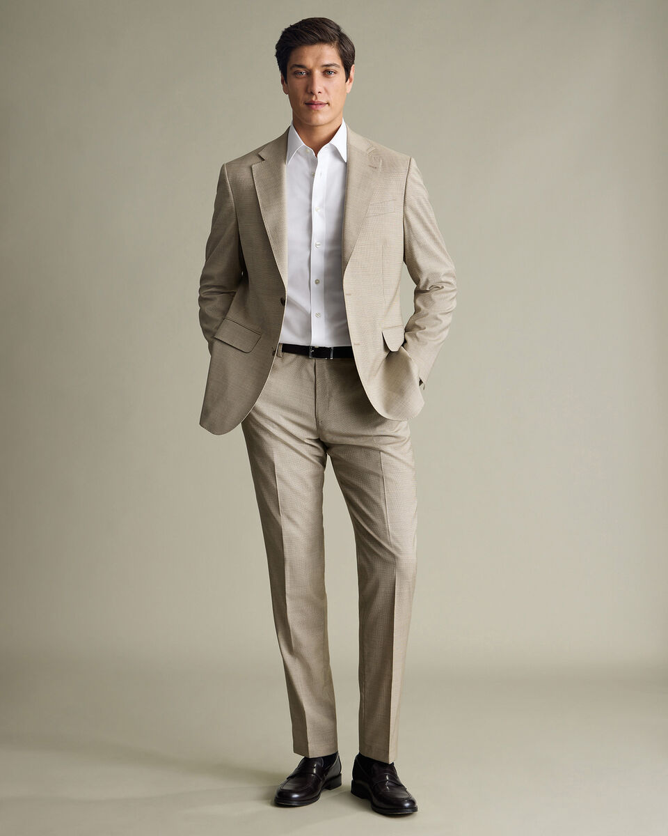 Italian Puppytooth Suit Pants – Taupe