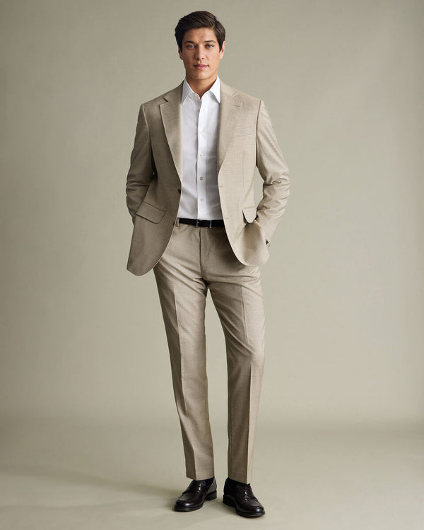 Italian Puppytooth Suit Pants – Taupe