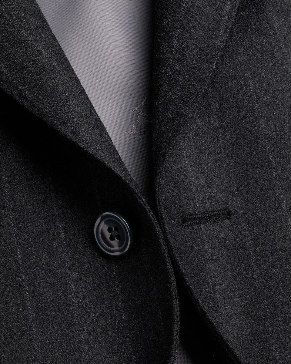 Italian Flannel Stripe Suit Jacket - Charcoal Grey Secondary image