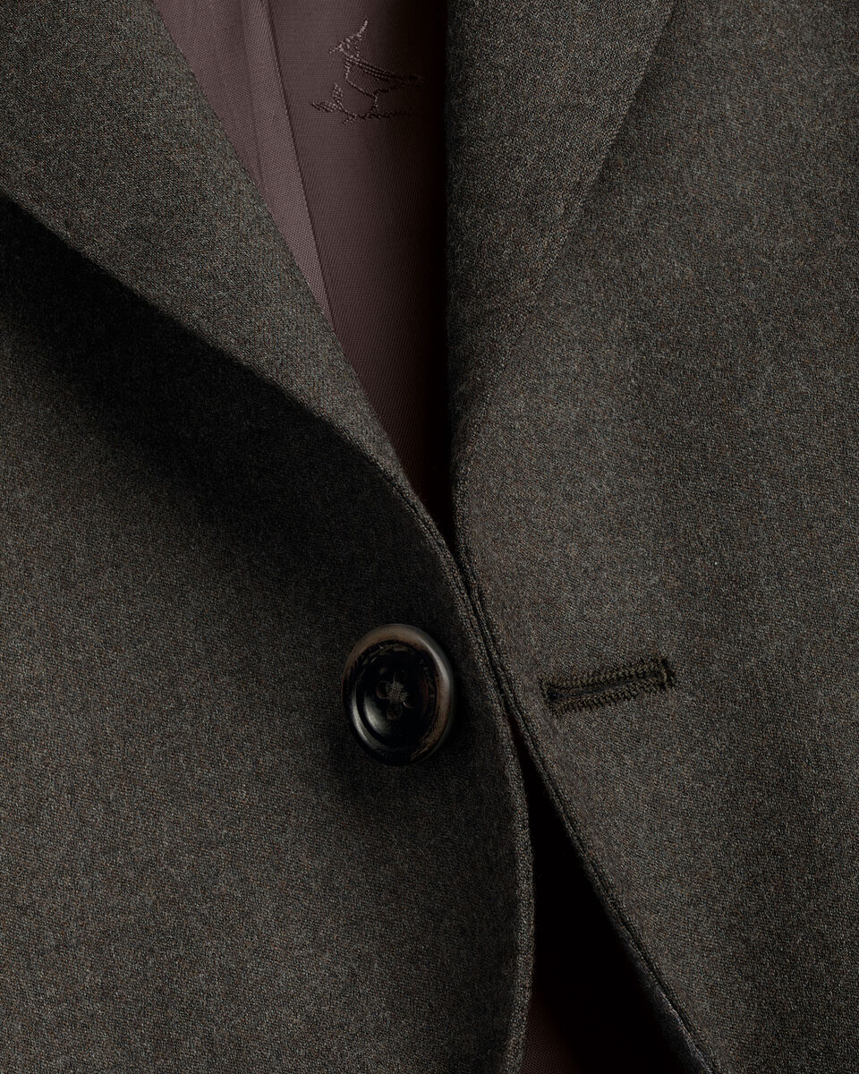 Italian Flannel Suit Jacket - Mocha