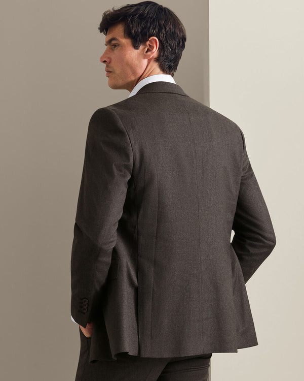 Italian Flannel Suit Jacket - Mocha