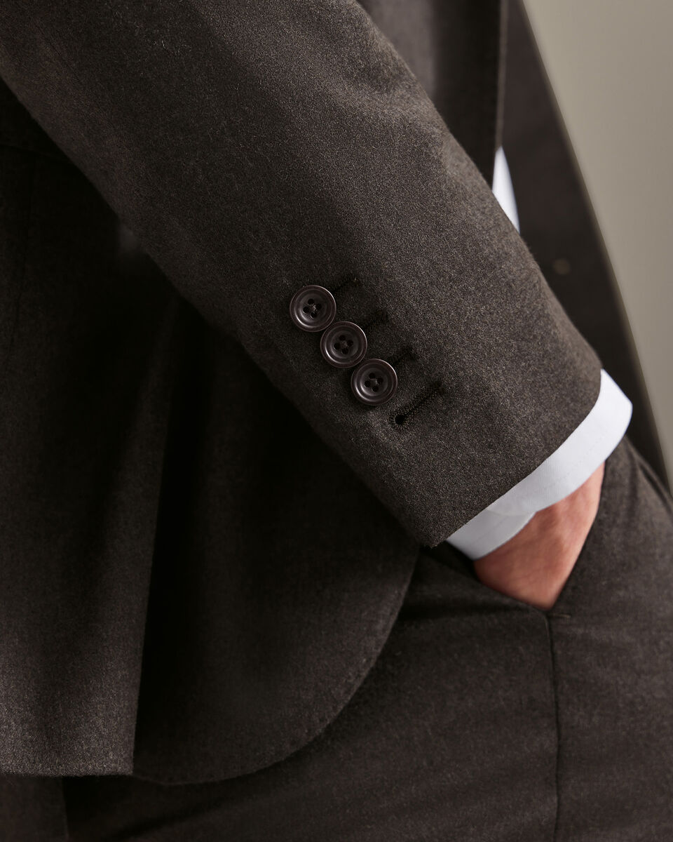 Italian Flannel Suit Jacket - Mocha