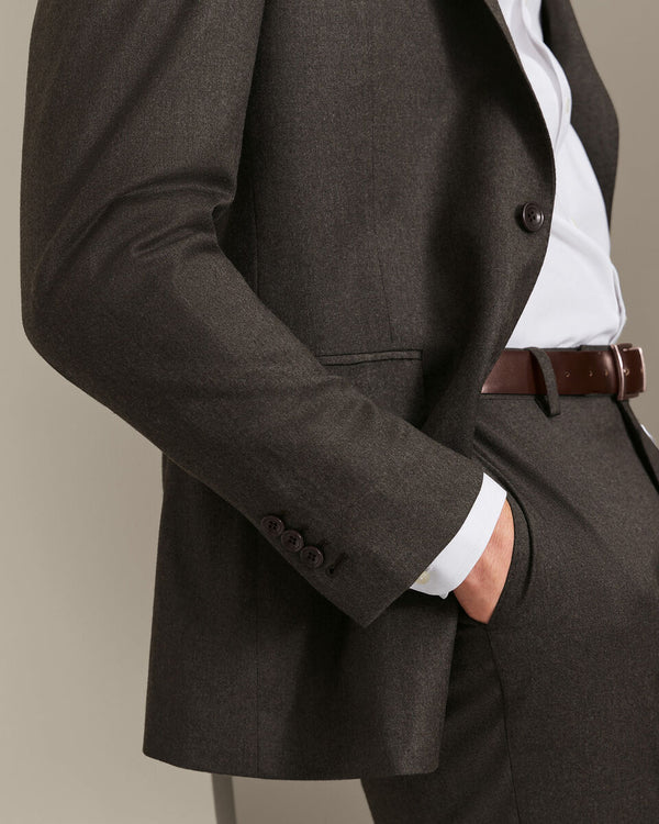 Italian Flannel Suit Jacket - Mocha