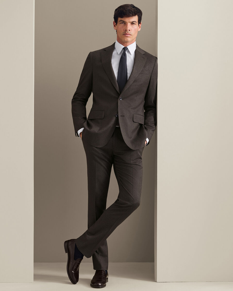Italian Flannel Suit Jacket - Mocha