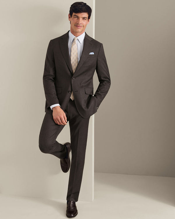 Italian Flannel Suit Jacket - Mocha