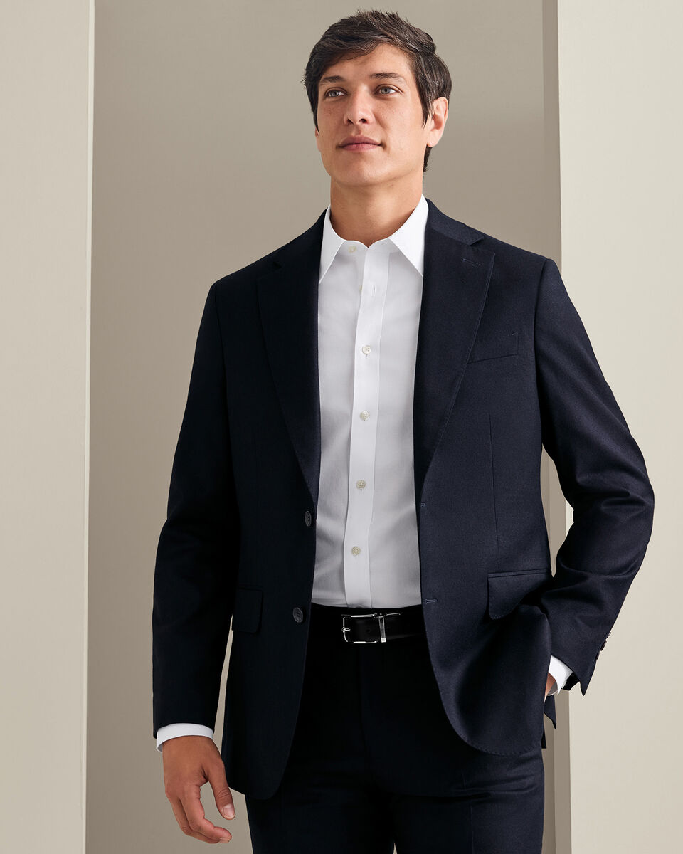 Italian Flannel Suit Jacket - Navy Main image