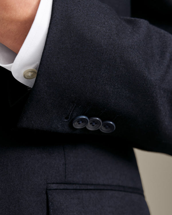 Italian Flannel Suit Jacket - Navy