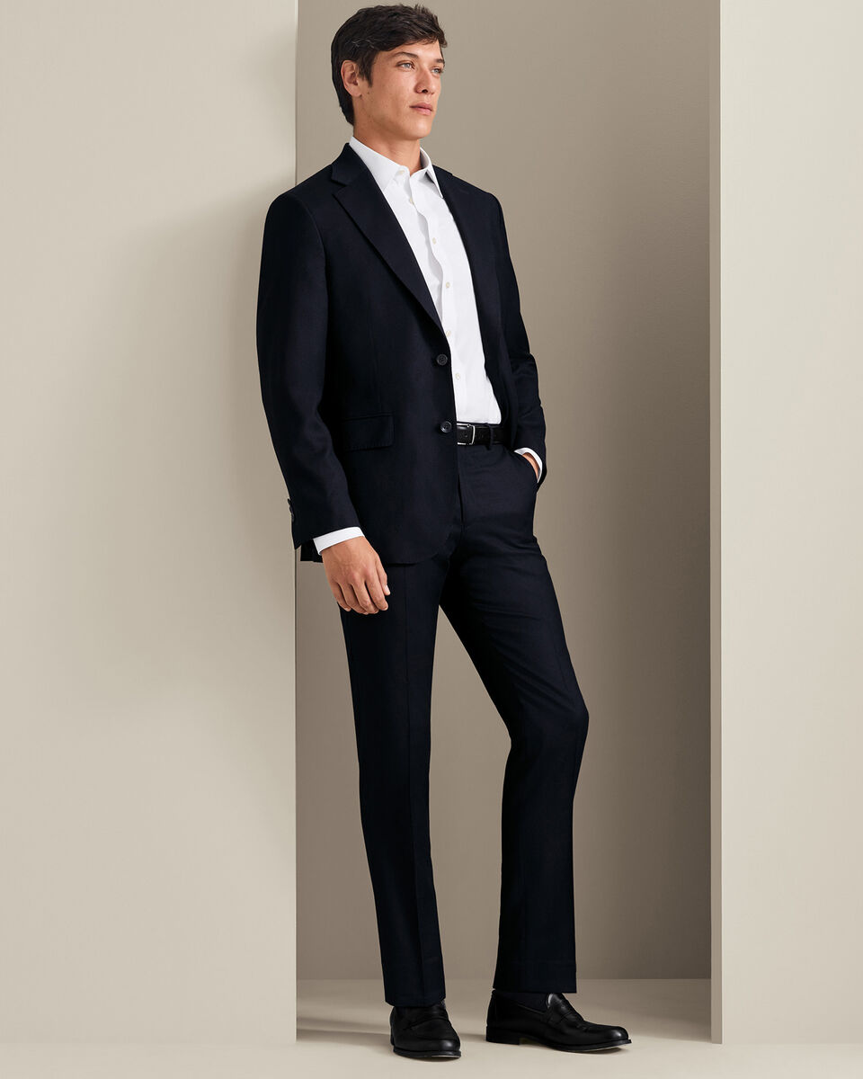 Italian Flannel Suit Jacket - Navy