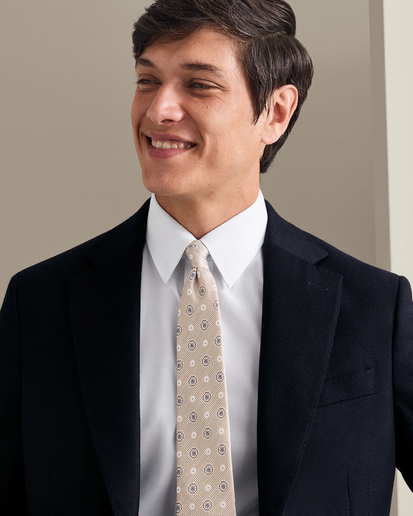 Italian Flannel Suit Jacket - Navy