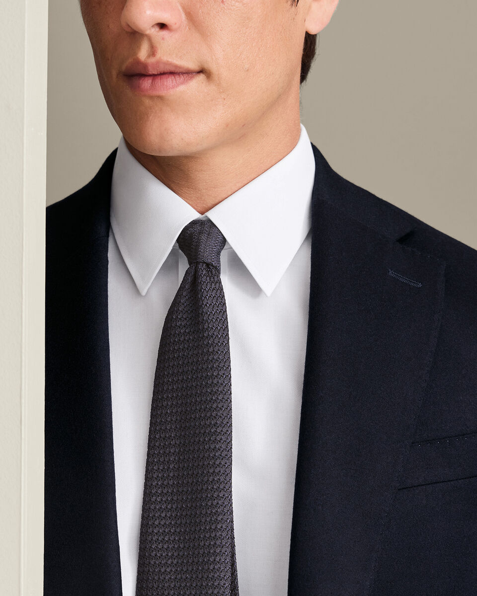 Italian Flannel Suit Jacket - Navy