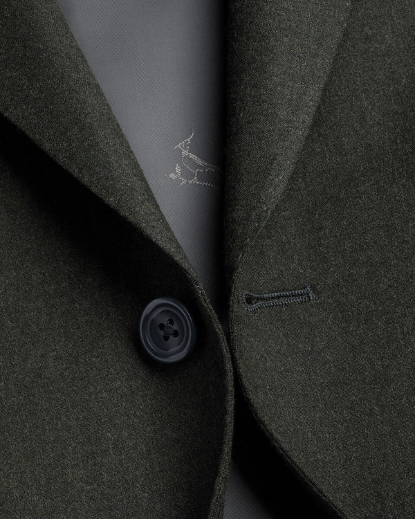 Italian Flannel Suit Jacket - Olive Green