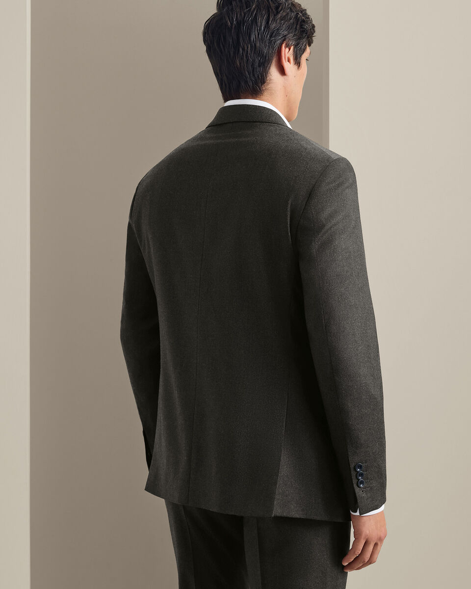 Italian Flannel Suit Jacket - Olive Green