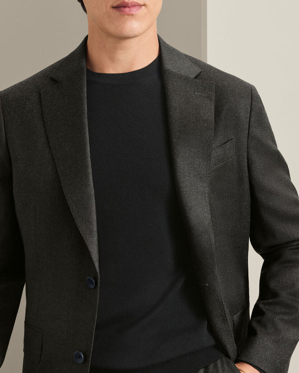 Italian Flannel Suit Jacket - Olive Green