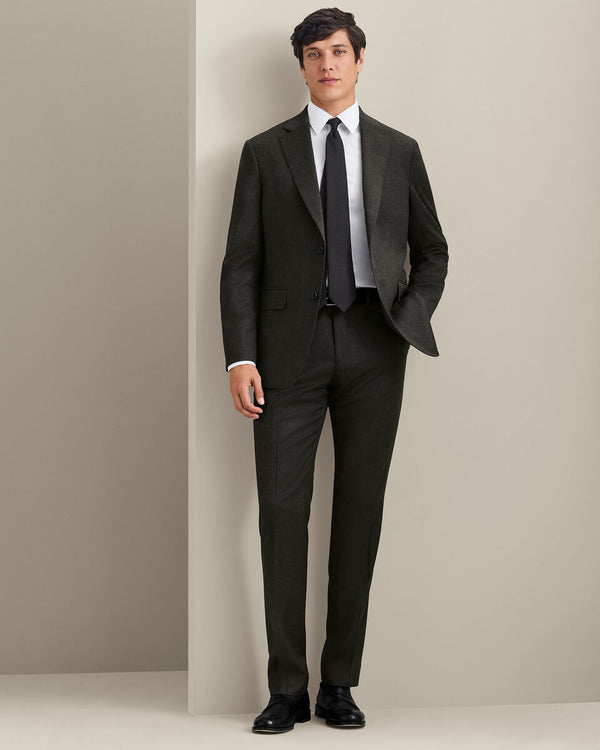 Italian Flannel Suit Jacket - Olive Green