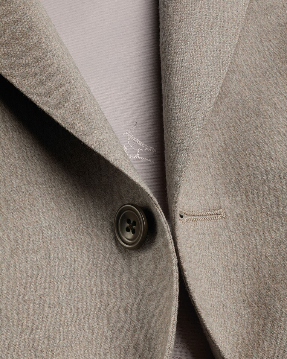 Italian Flannel Suit Jacket - Taupe