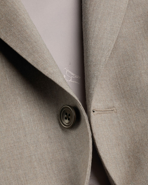 Italian Flannel Suit Jacket - Taupe