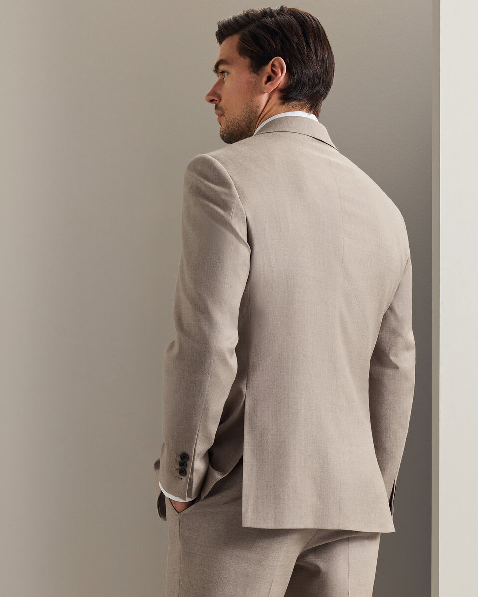 Italian Flannel Suit Jacket - Taupe