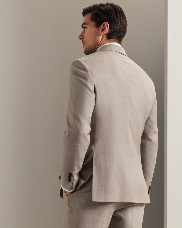 Italian Flannel Suit Jacket - Taupe