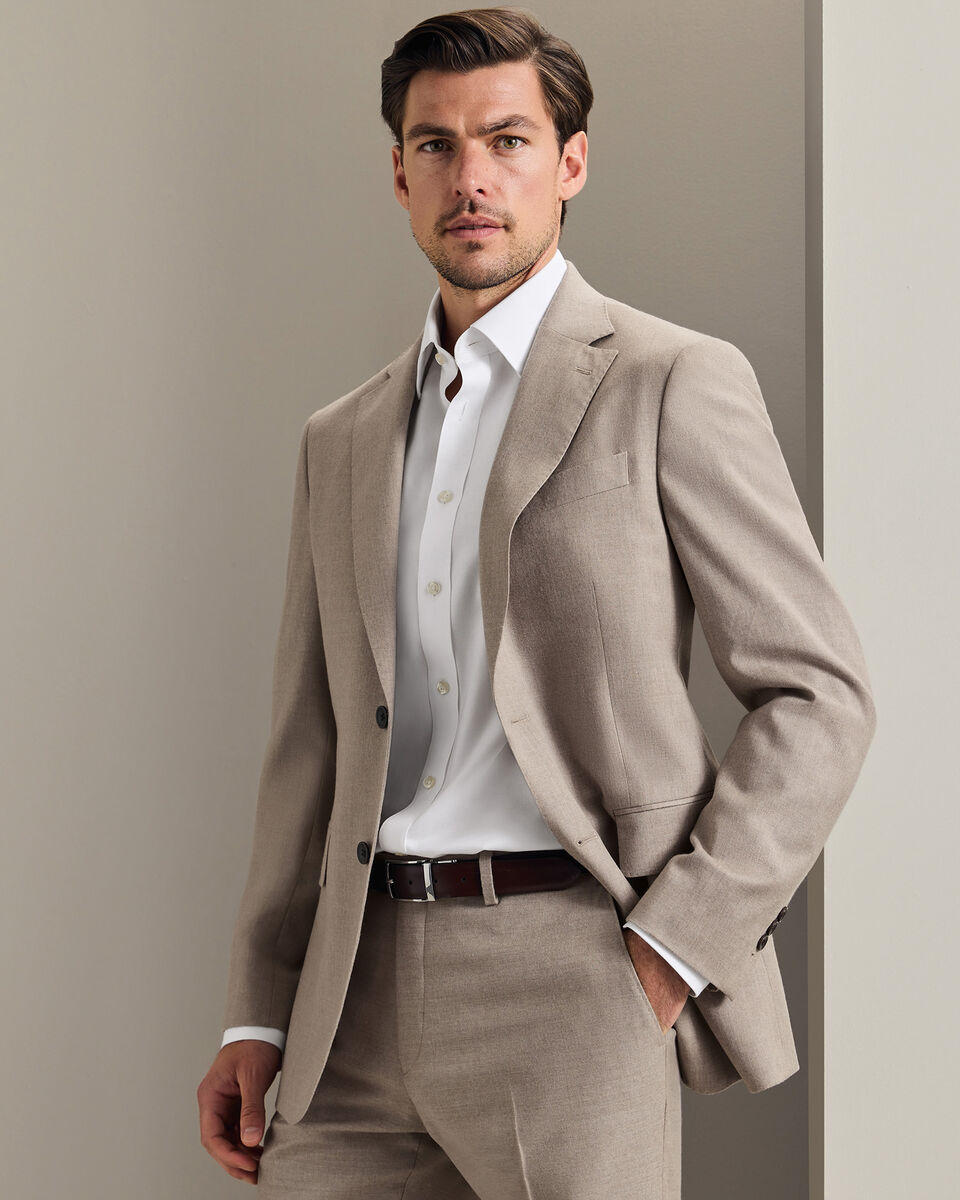Italian Flannel Suit Jacket - Taupe Main image