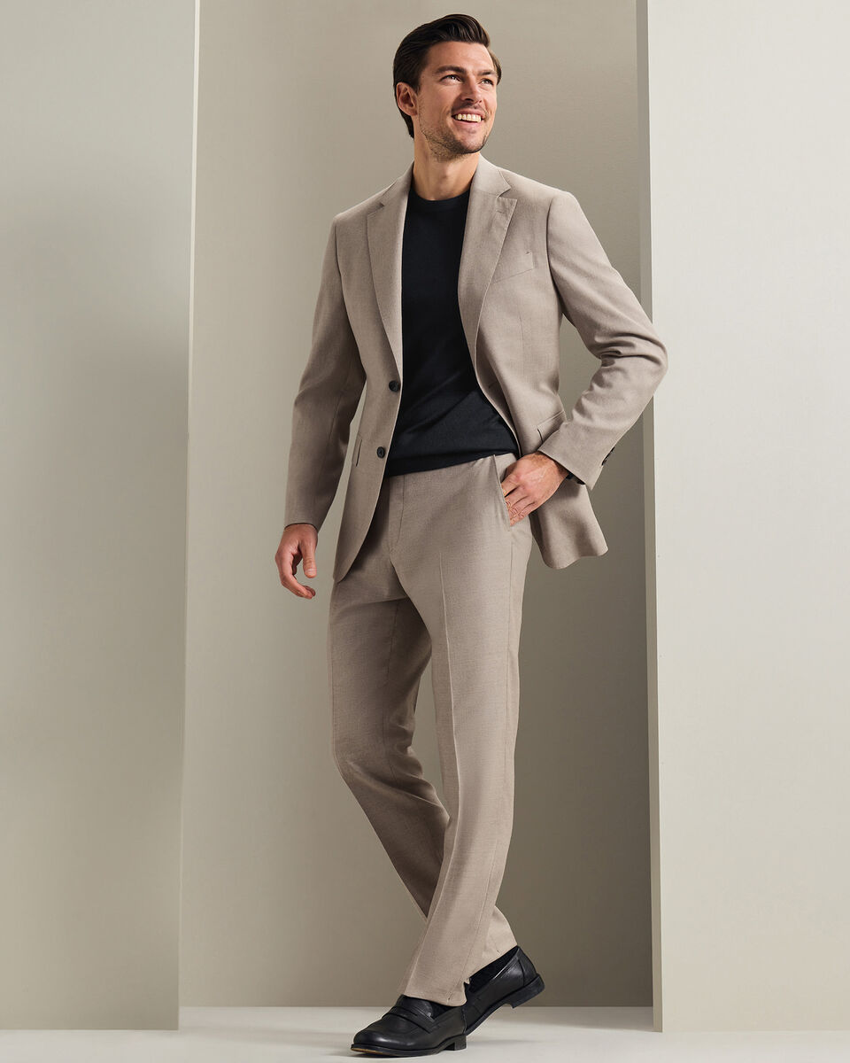 Italian Flannel Suit Jacket - Taupe