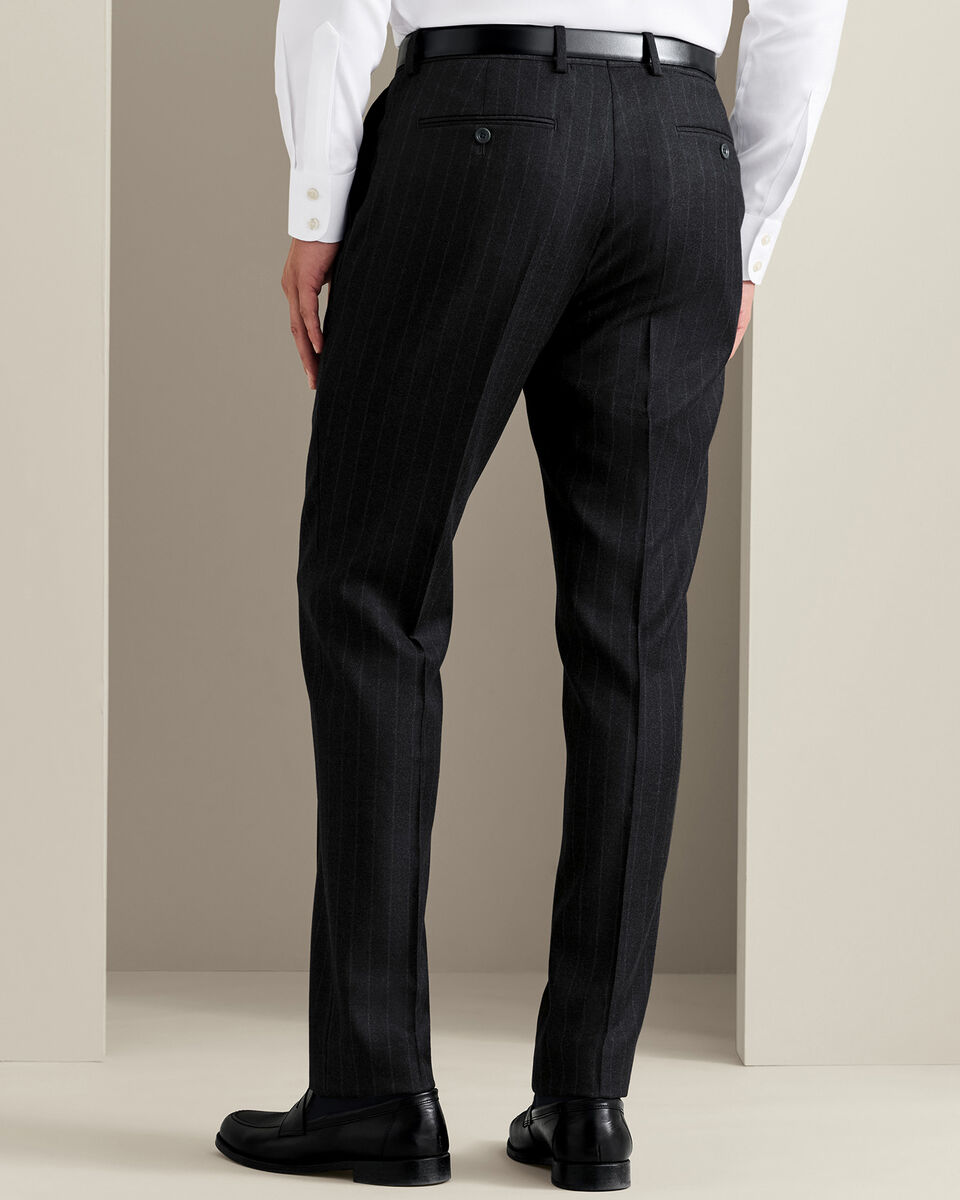 Italian Flannel Stripe Suit Pants - Charcoal Grey Secondary image