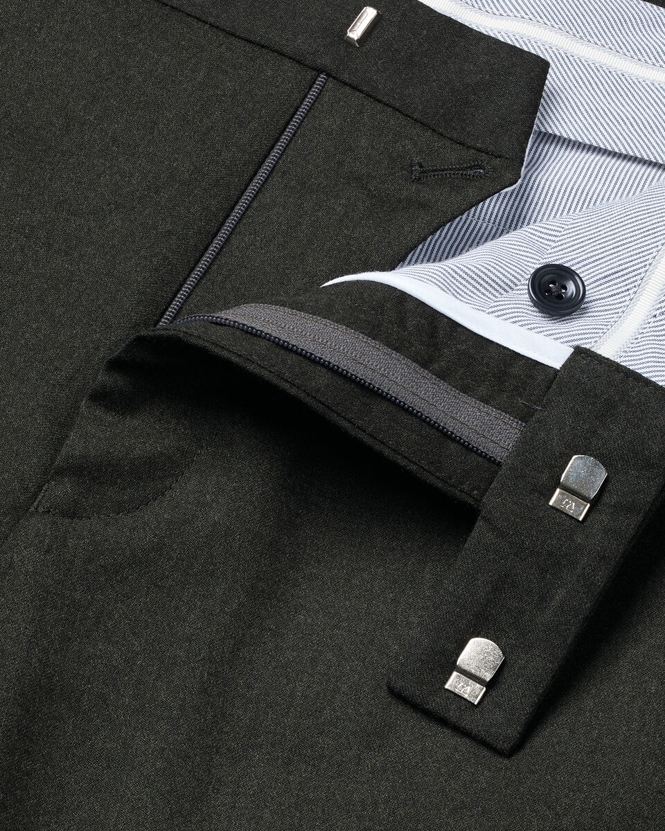 Italian Flannel Suit Pants - Olive Green