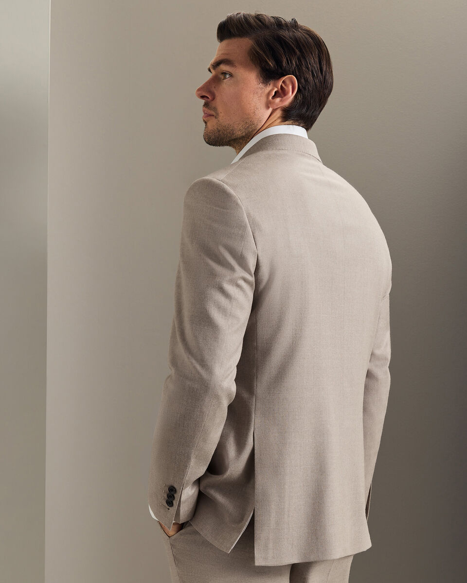 Italian Luxury Double Breasted Flannel Jacket - Taupe