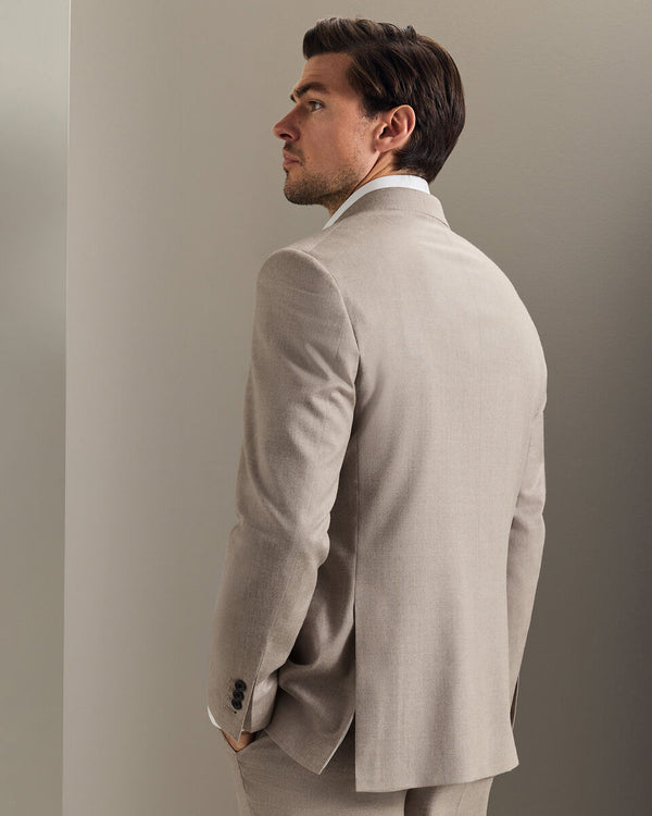 Italian Luxury Double Breasted Flannel Jacket - Taupe