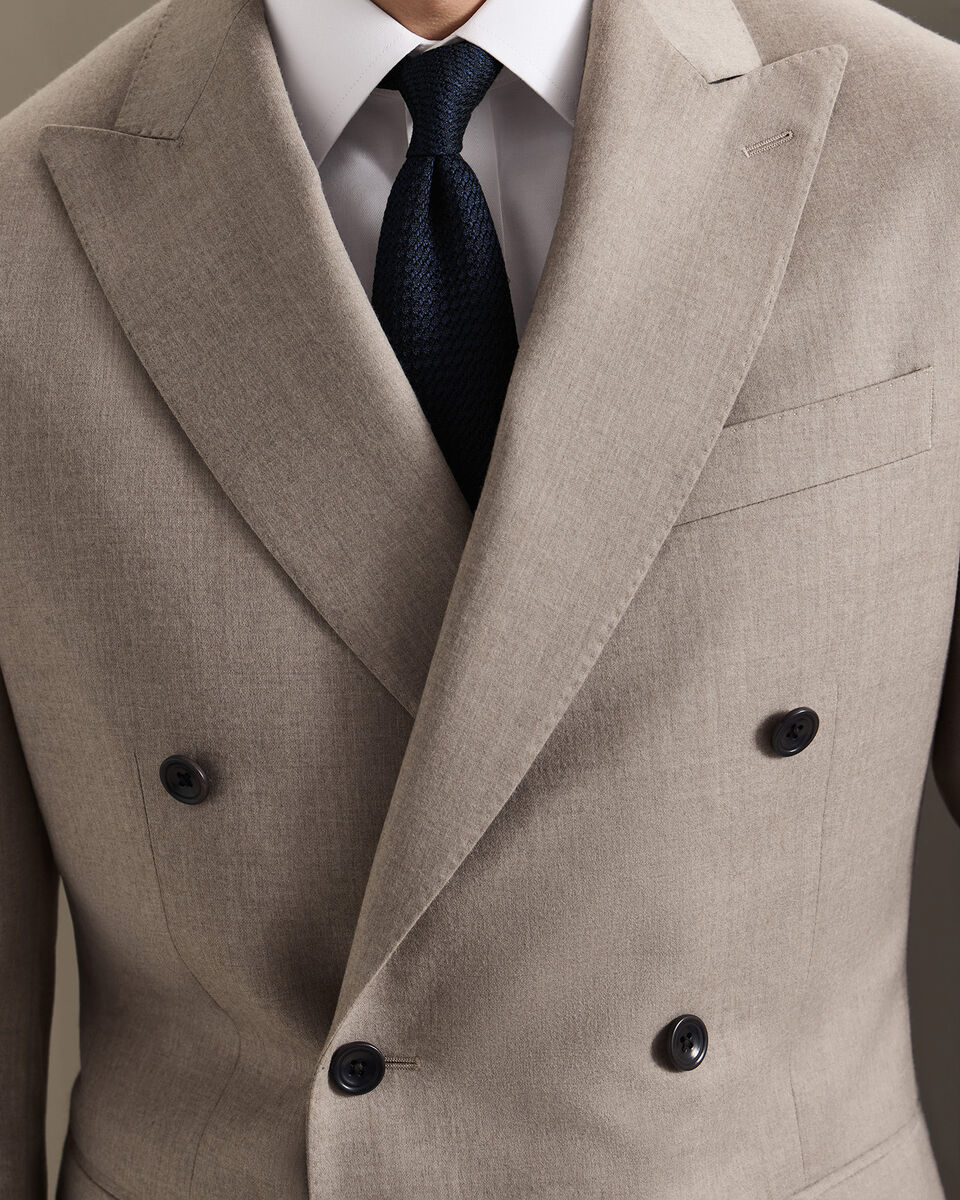 Italian Luxury Double Breasted Flannel Jacket - Taupe