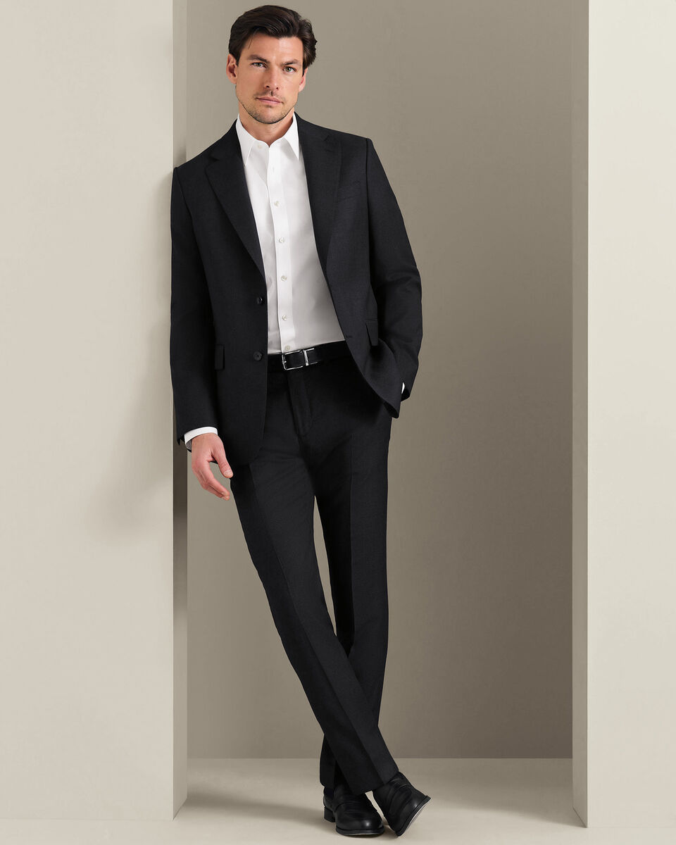 Italian Luxury Birdseye Suit Jacket - Charcoal