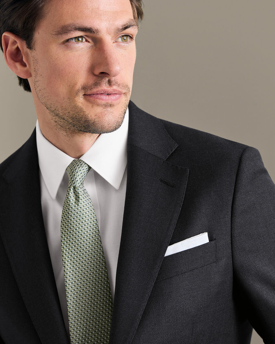 Italian Luxury Birdseye Suit Jacket - Charcoal