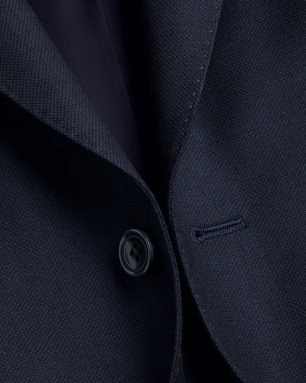 Italian Luxury Birdseye Suit Jacket - Navy