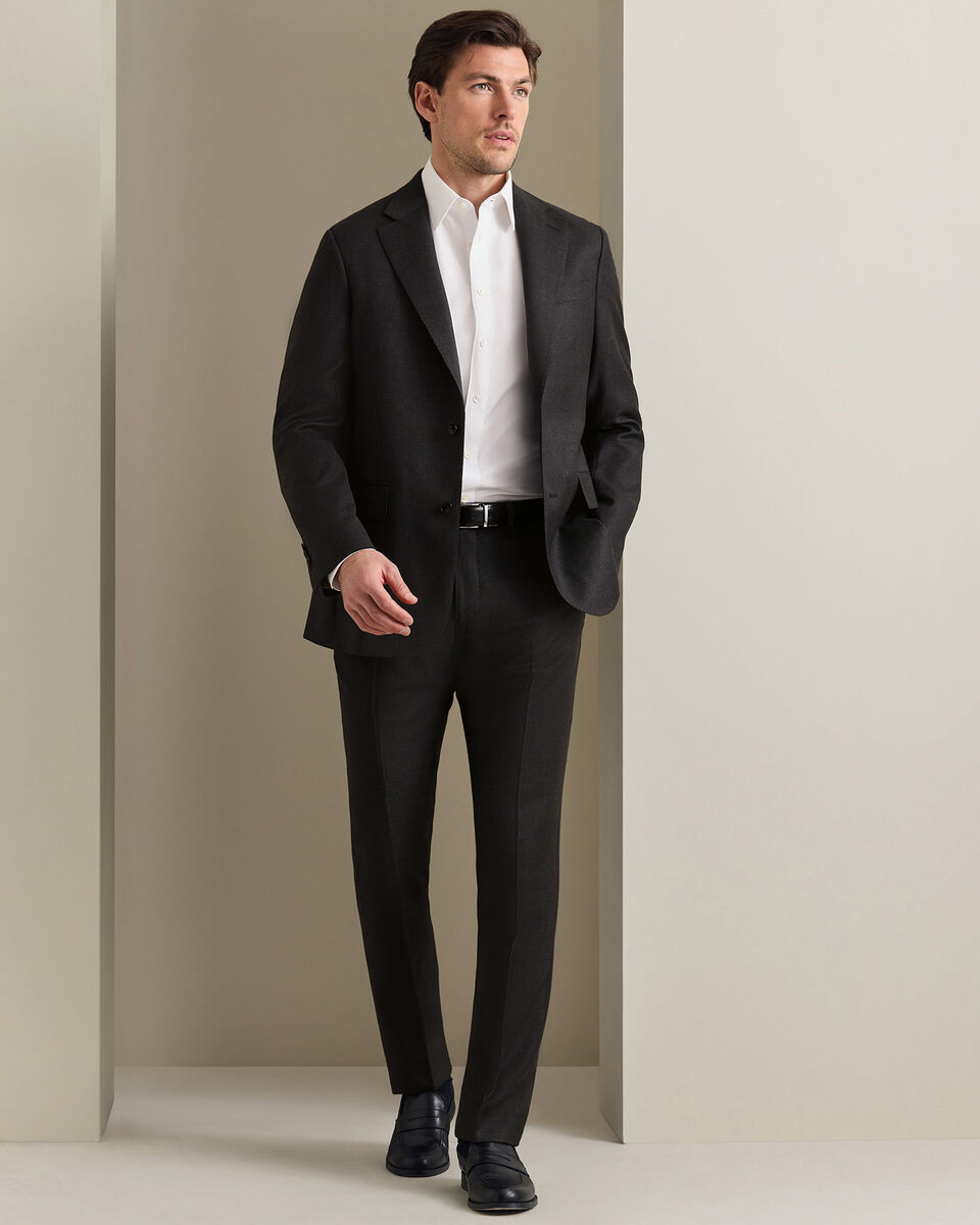 Italian Luxury Birdseye Suit Pants - Charcoal