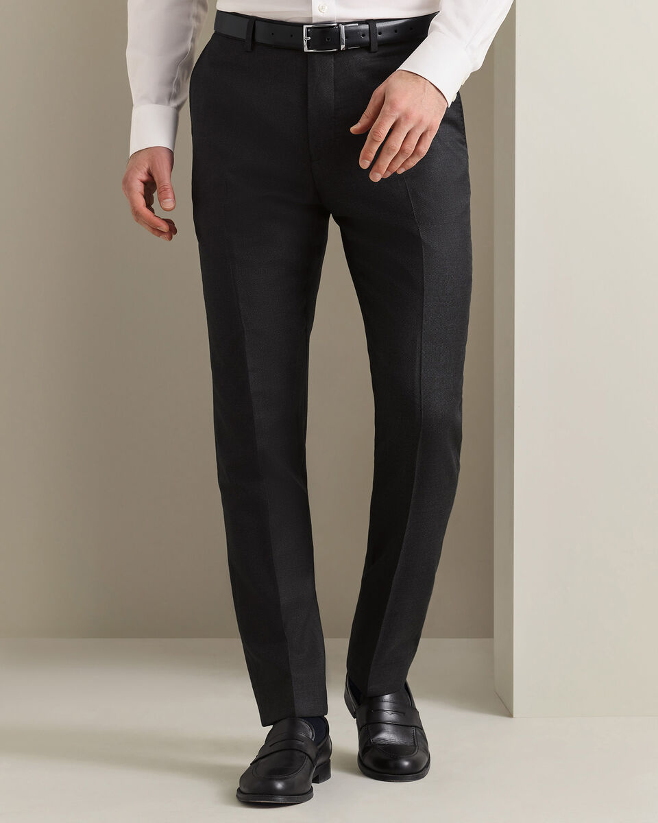 Italian Luxury Birdseye Suit Pants - Charcoal Main image