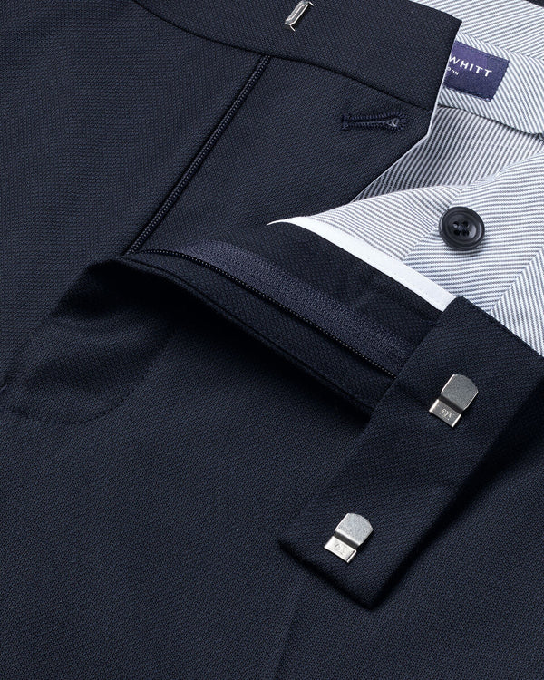 Italian Luxury Birdseye Suit Pants - Navy